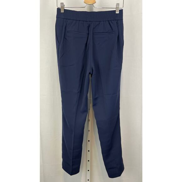 NWT QUINCE Stretch Crepe Ankle Pants Zip Fly Elastic Waist Navy Blue Size 4 - Picture 2 of 12